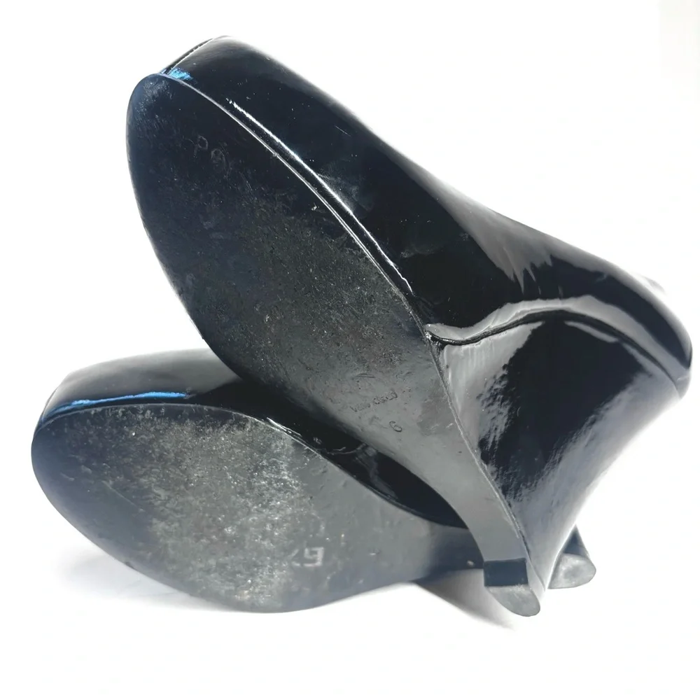 pour la victoire sleek platform shoes black patent wedge heels 7 whimsygoth punk - Picture 11 of 11